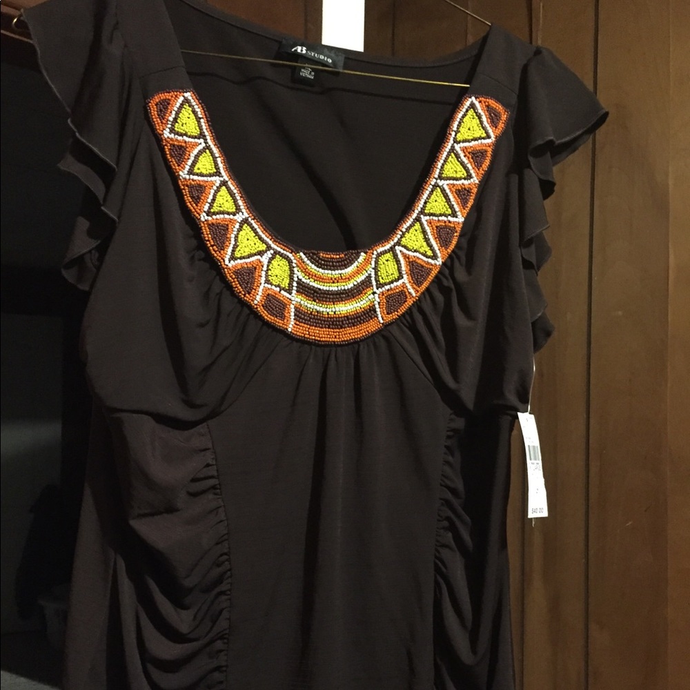 AB Studio Brown Breaded Ladies XL Shirt